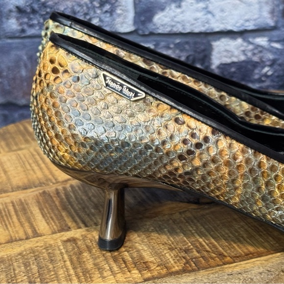 Nando Muzi Snake Leather Tan Black Pump 38 US 8 - Picture 8 of 11